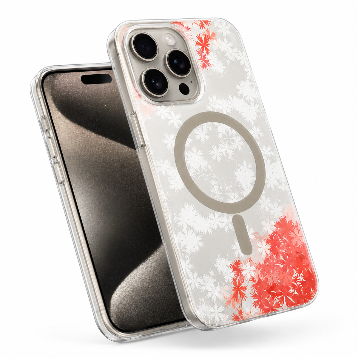 Frosted MagSafe Flower Case for Apple iPhone 13 - Hot Pink