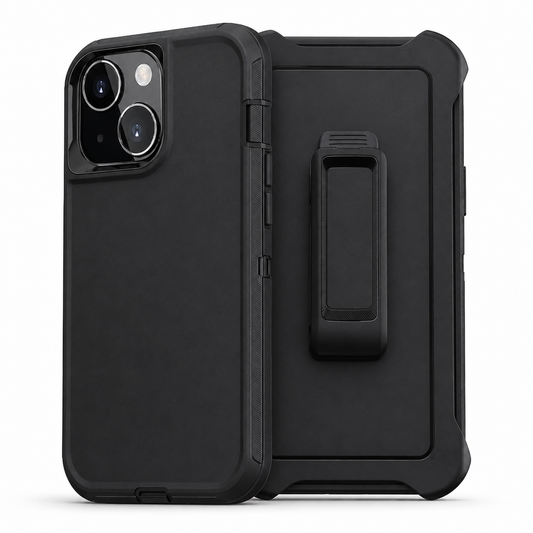 Triple Protection Case with Belt Clip for Apple iPhone 15 - Black – MagSafe charging compatible case