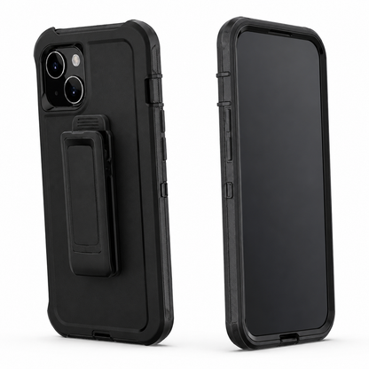 Triple Protection Case with Belt Clip for Apple iPhone 15 - Black