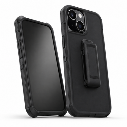 Triple Protection Case with Belt Clip for Apple iPhone 15 - Black