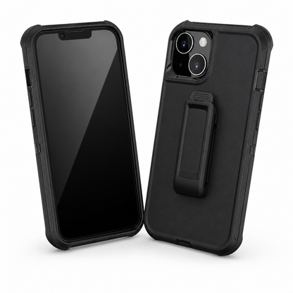 Triple Protection Case with Belt Clip for Apple iPhone 15 - Black