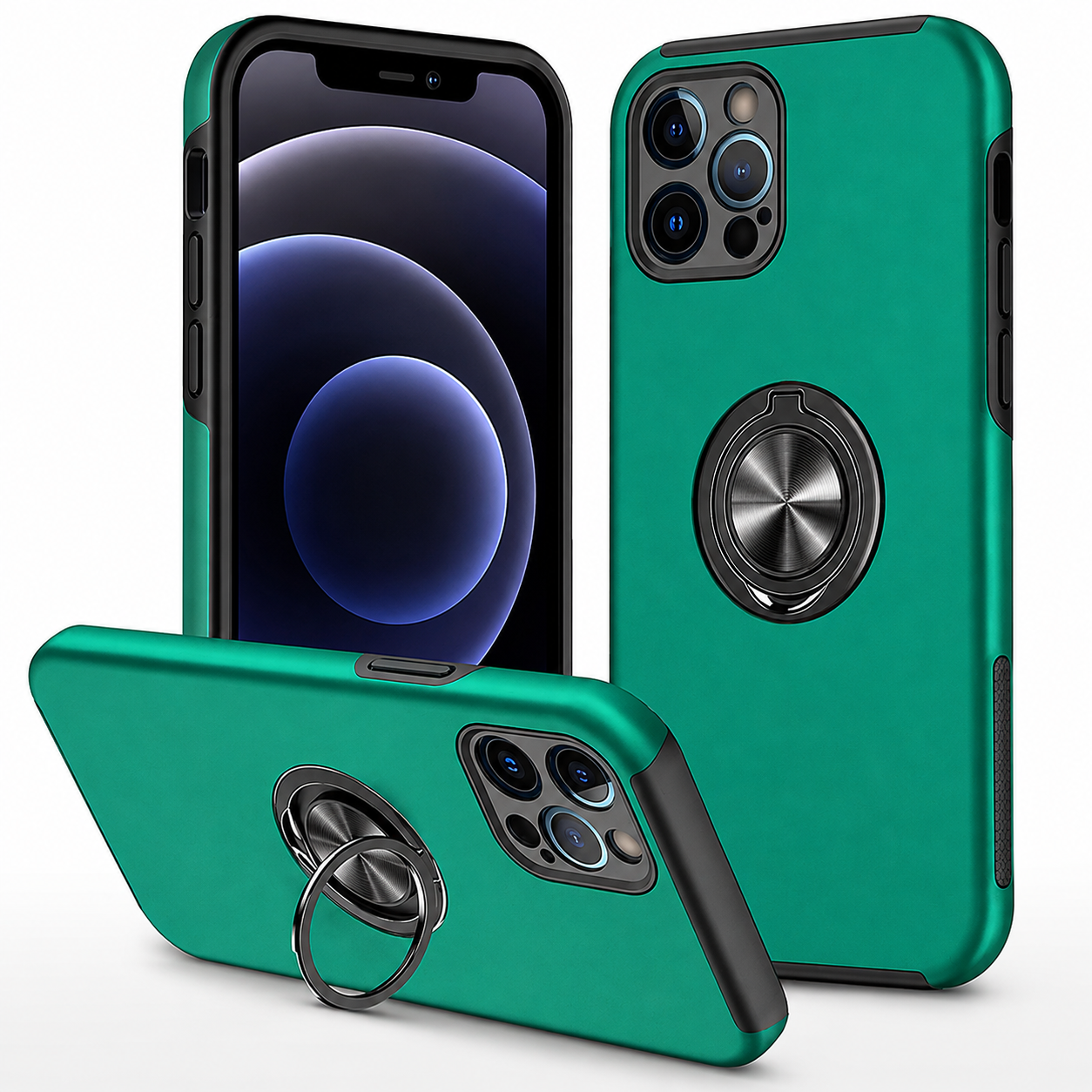 Swirl Invisible Ring Case for Apple iPhone 15 - Midnight Green