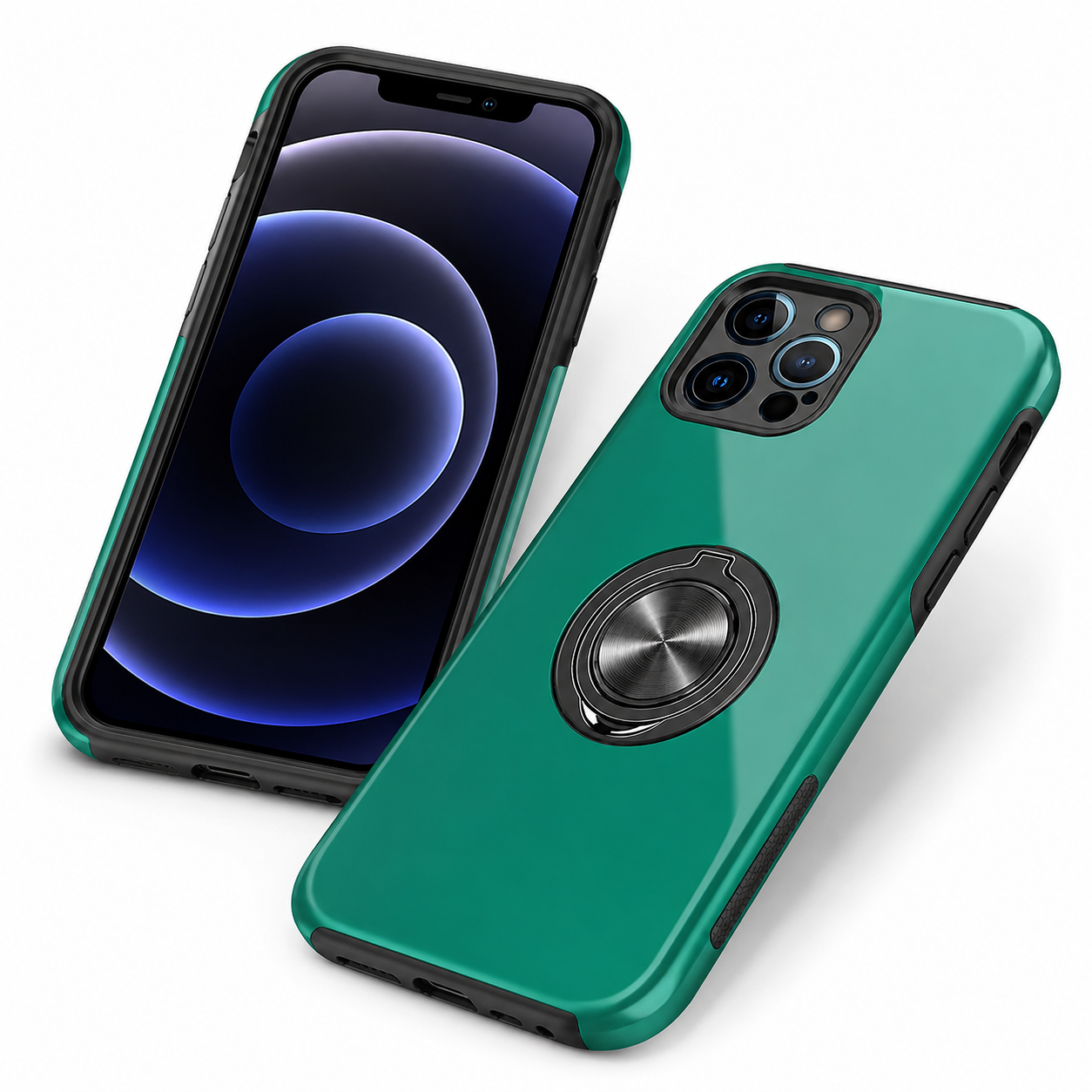 Swirl Invisible Ring Case for Apple iPhone 15 - Midnight Green