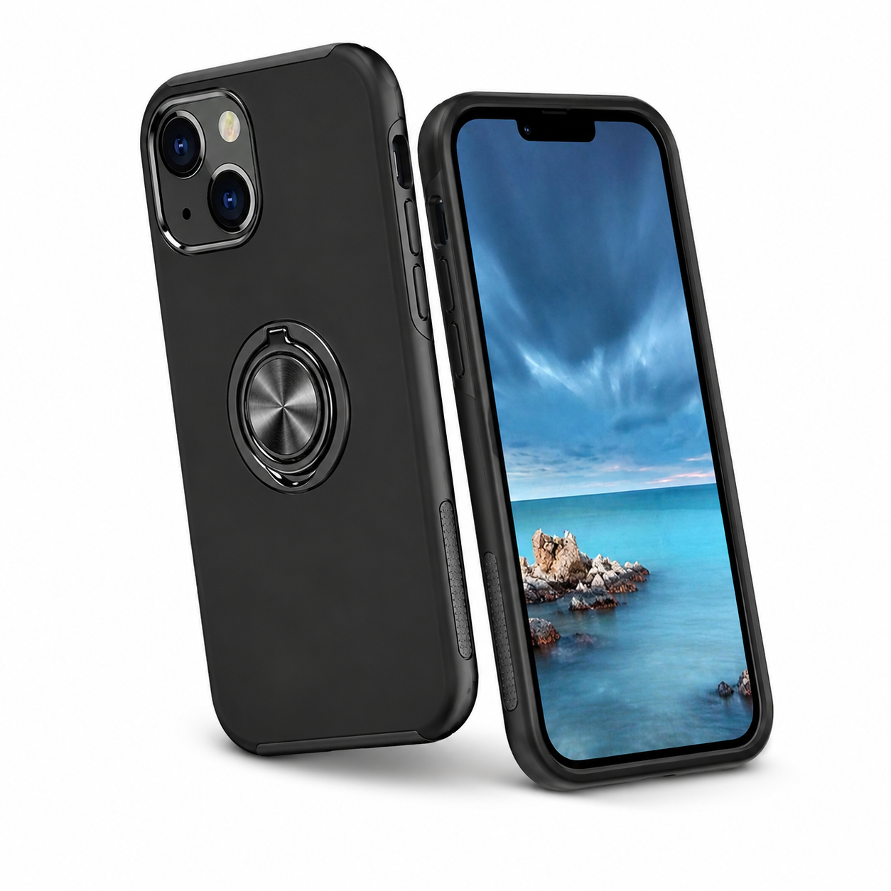 Swirl Invisible Ring Stand Case for Apple iPhone 15 - Black
