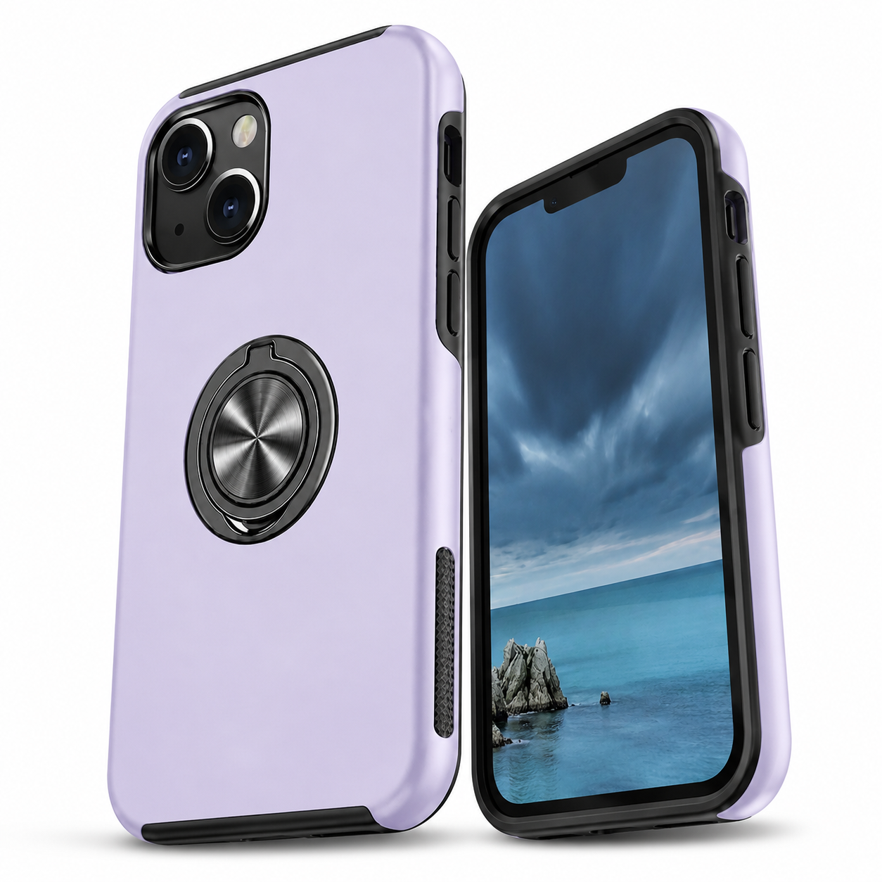 Swirl Invisible Ring Stand Case for Apple iPhone 15 - Light Purple