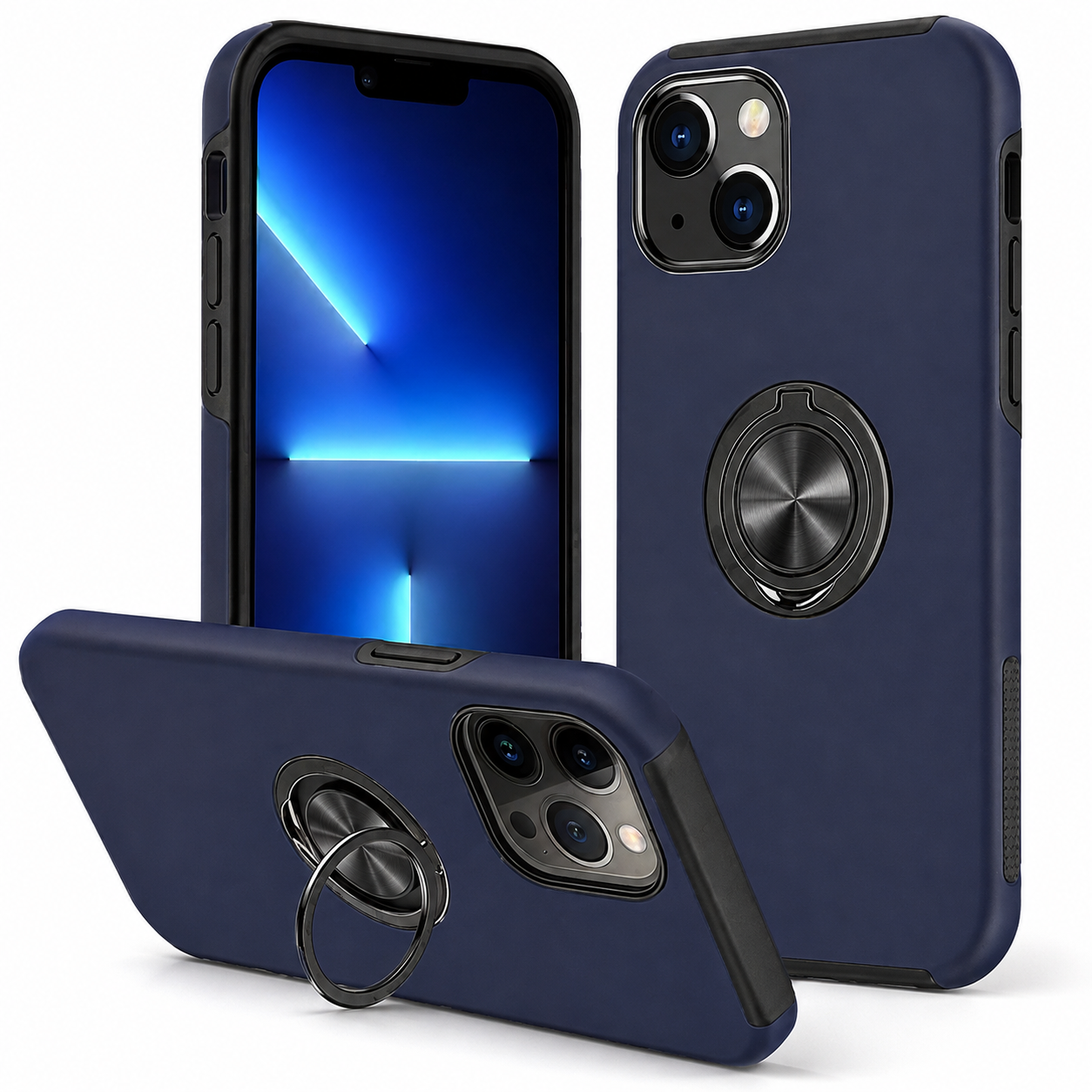 Swirl Invisible Ring Case for Apple iPhone 15 - Navy
