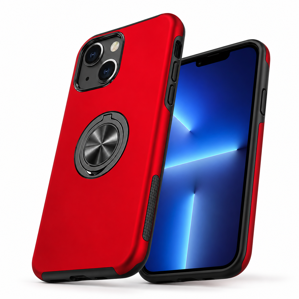 Swirl Invisible Ring Stand Case for Apple iPhone 15 - Red