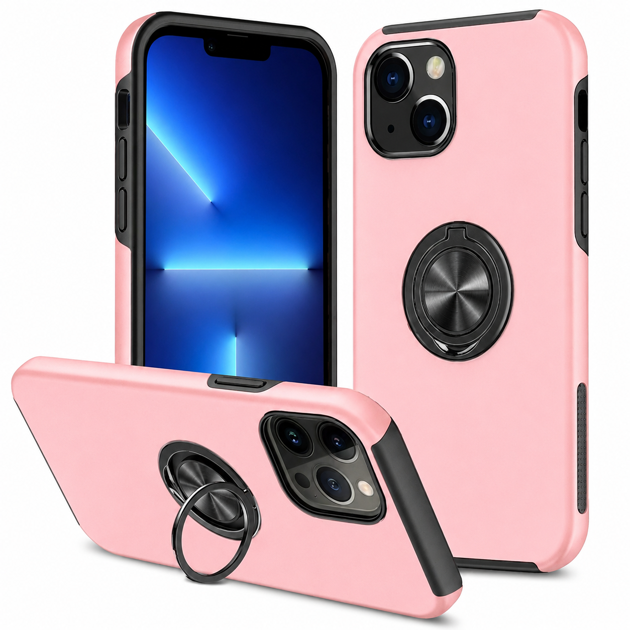 Swirl Invisible Ring Case for Apple iPhone 15 - Rose Gold