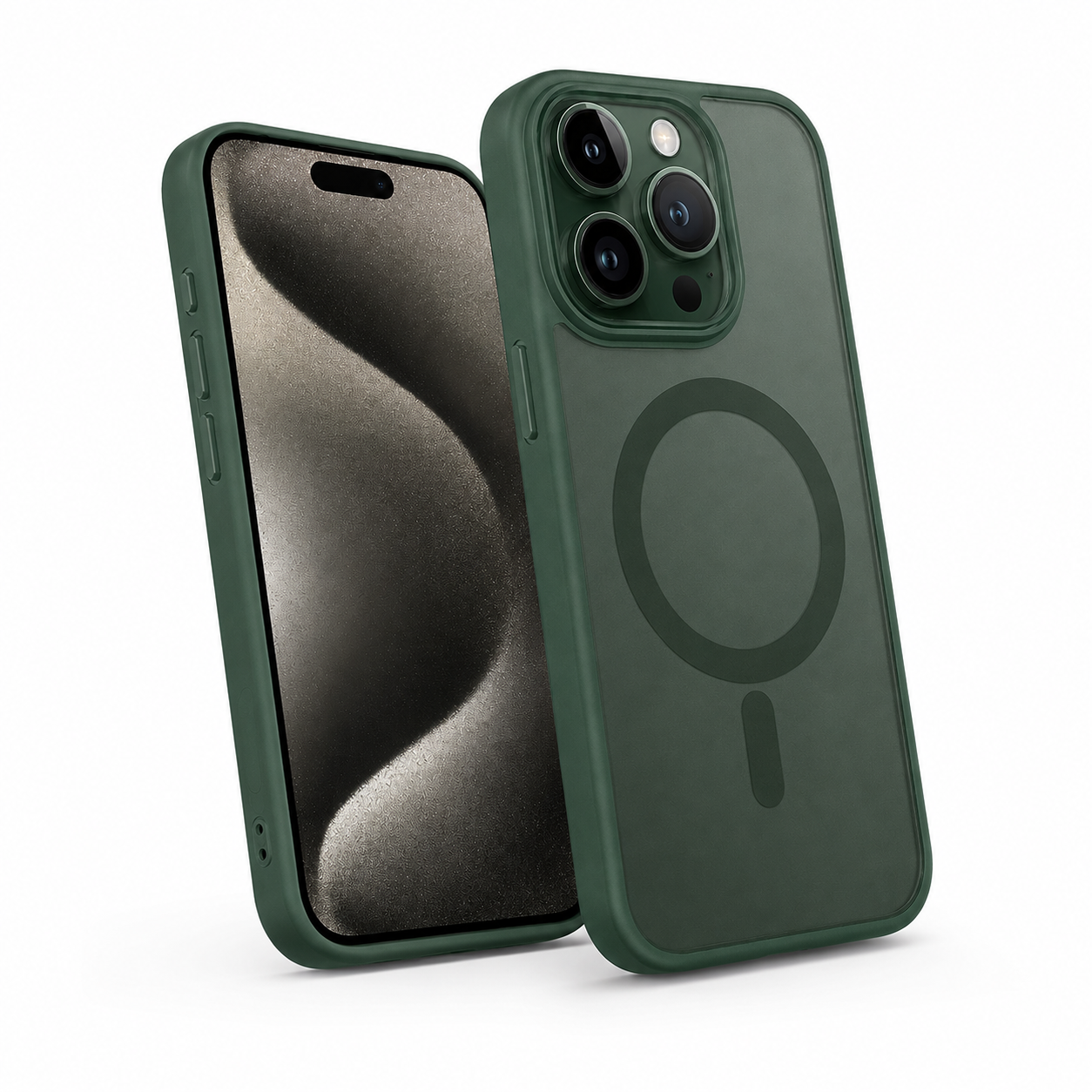 Matte Rubberized MagSafe Case for Apple iPhone 15 - Midnight Green