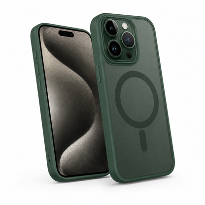 Matte Rubberized MagSafe Case for Apple iPhone 15 - Midnight Green