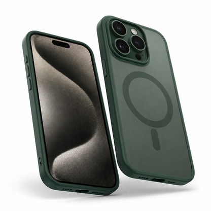 Matte Rubberized MagSafe Case for Apple iPhone 15 - Midnight Green