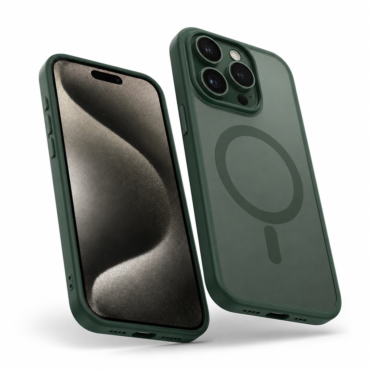 Matte Rubberized MagSafe Case for Apple iPhone 13 - Midnight Green
