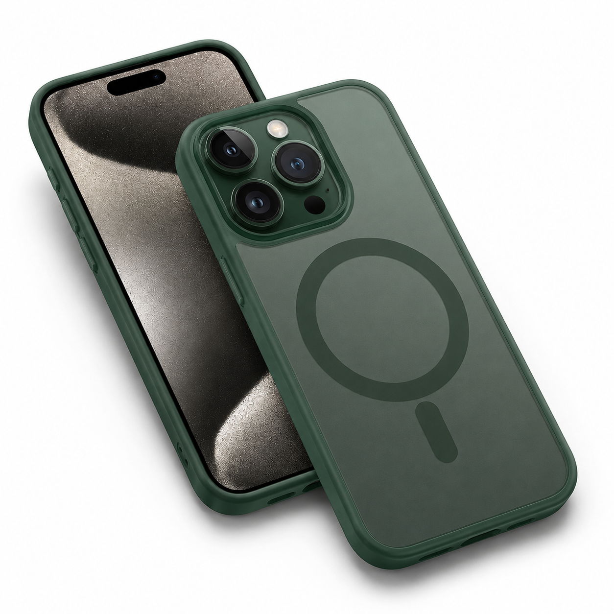 Matte Rubberized MagSafe Case for Apple iPhone 15 - Midnight Green