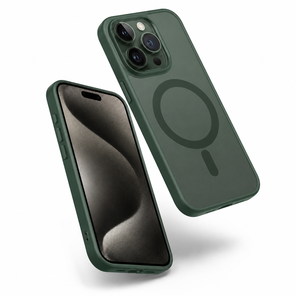 Matte Rubberized MagSafe Case for Apple iPhone 13 - Midnight Green