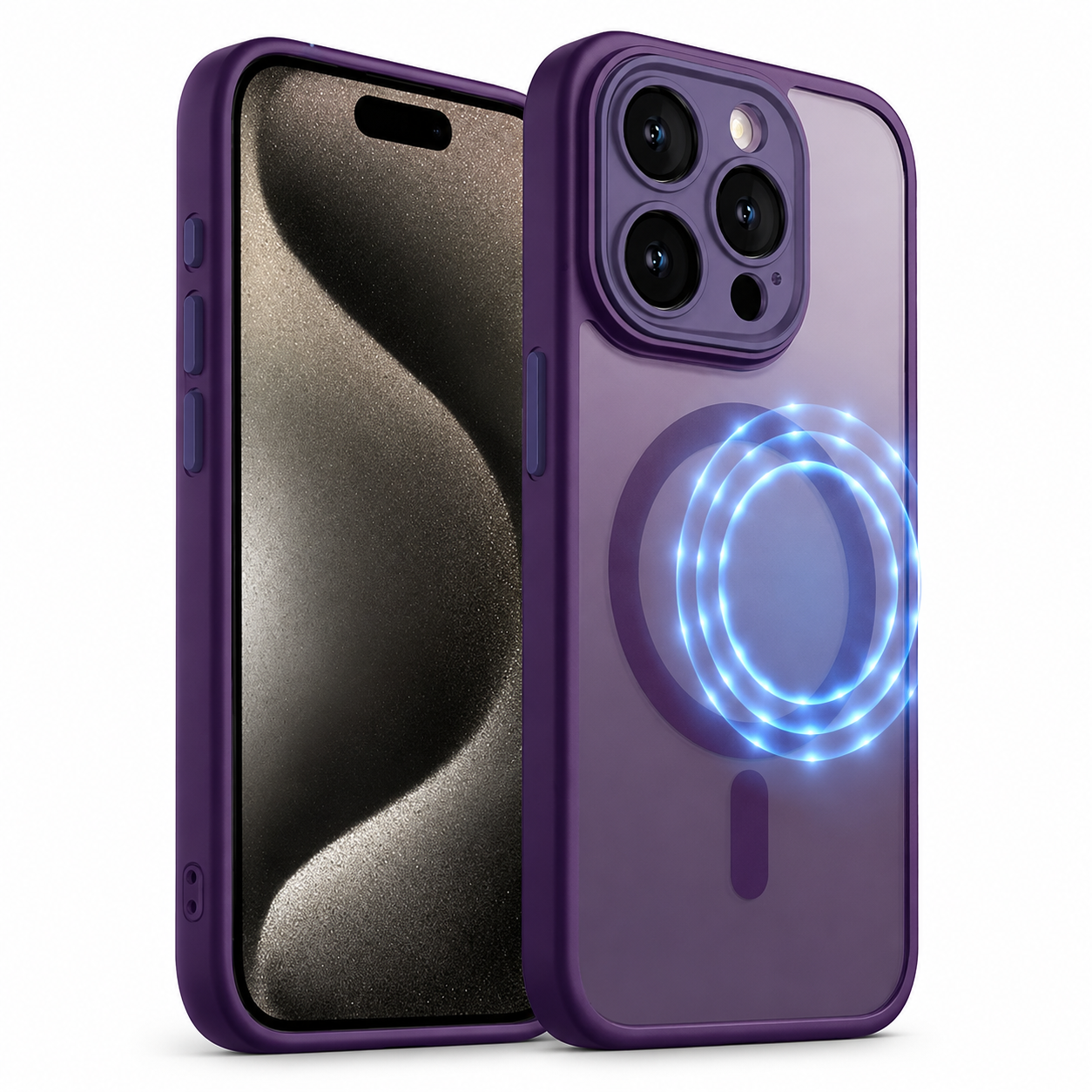 Matte Rubberized MagSafe Case for Apple iPhone 15 - Deep Purple