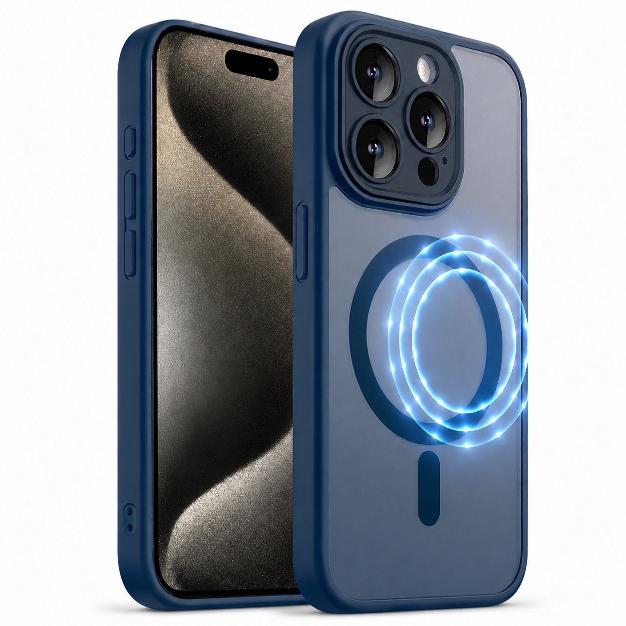 Matte Rubberized MagSafe Case for Apple iPhone 15 - Midnight Blue