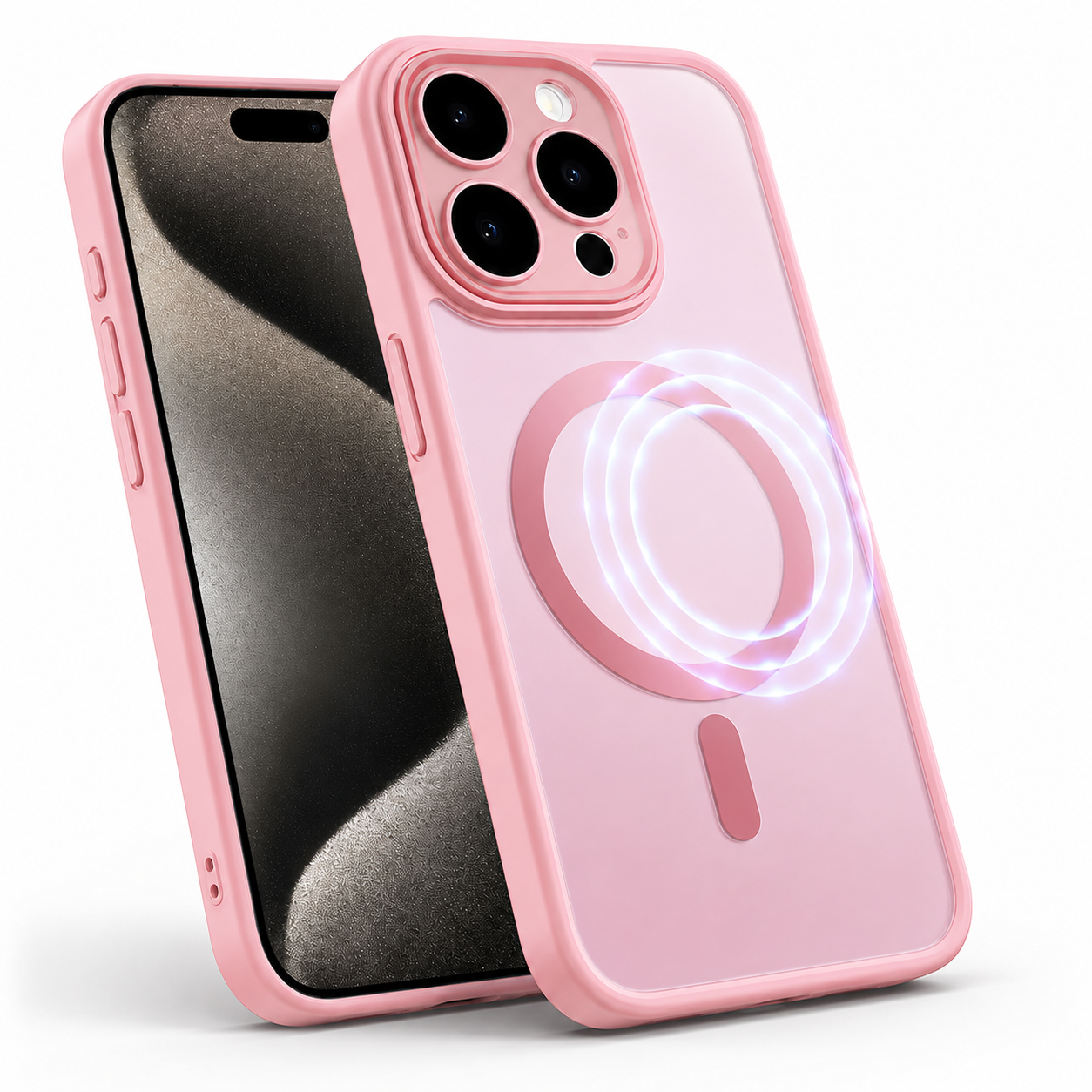 Matte Rubberized MagSafe Case for Apple iPhone 15 - Rose Gold