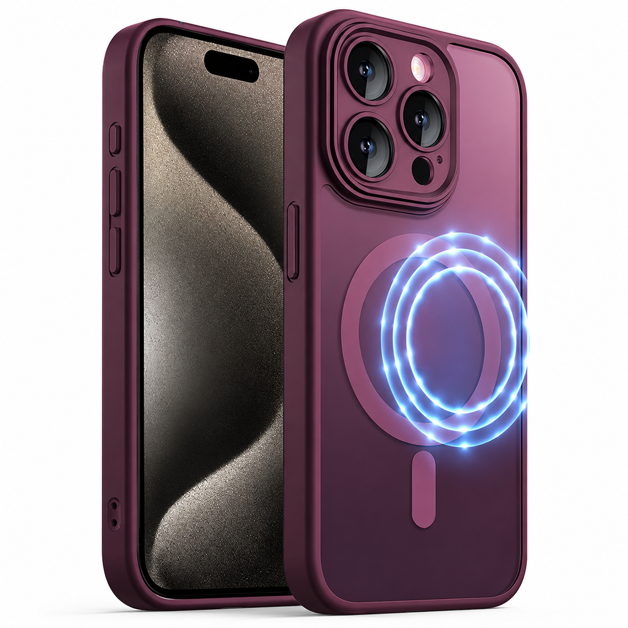 Matte Rubberized MagSafe Case for Apple iPhone 15 - Wine