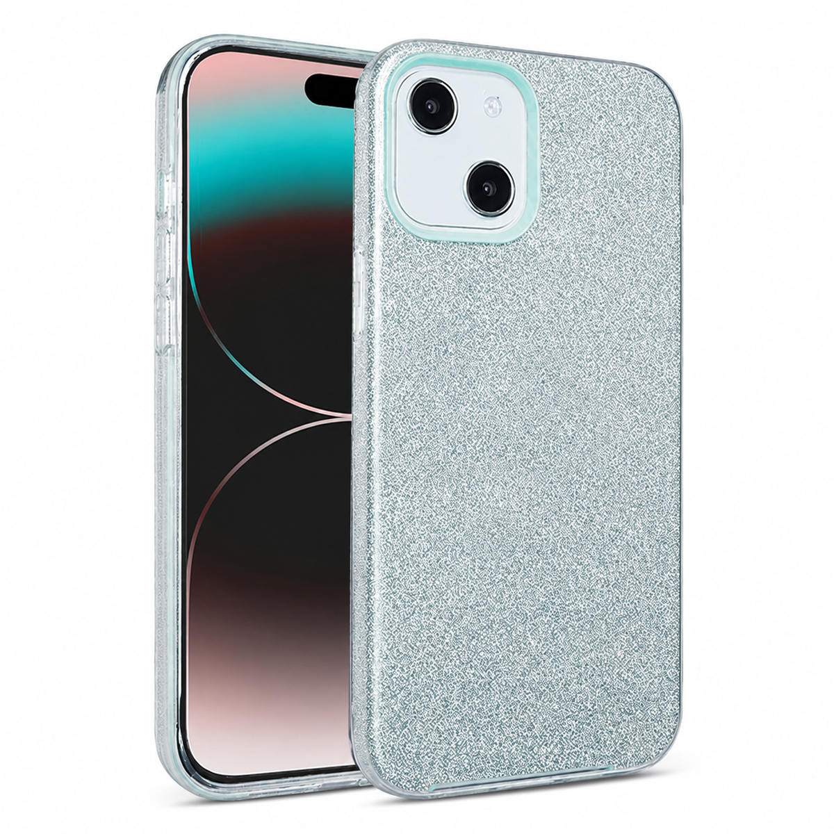Glitter Hybrid Shockproof Case for Apple iPhone 13 - Teal