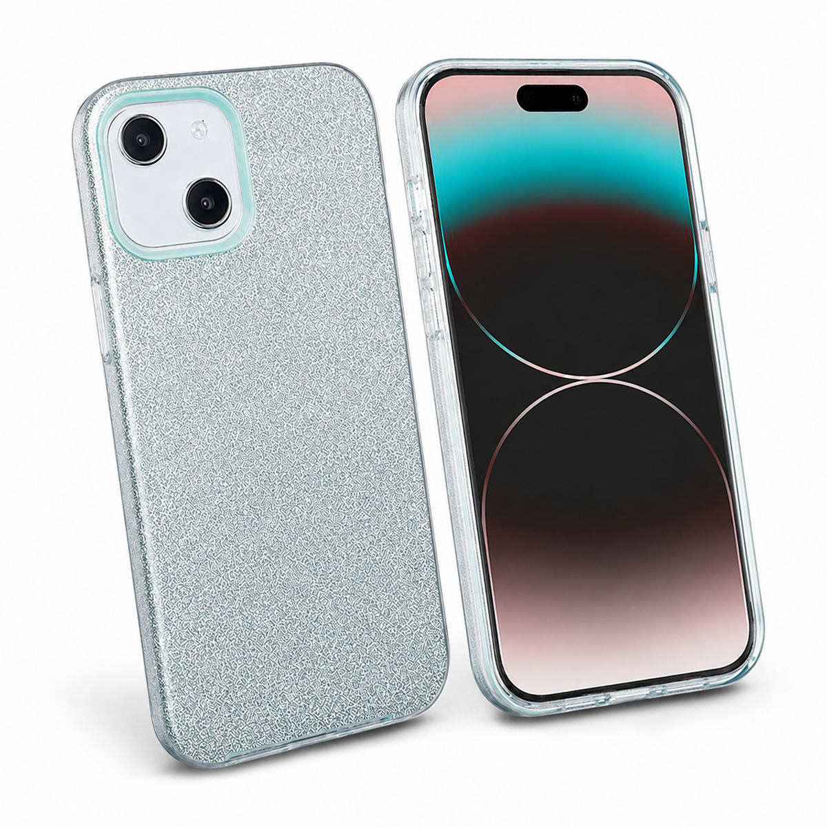 Glitter Hybrid Shockproof Case for Apple iPhone 13 - Teal