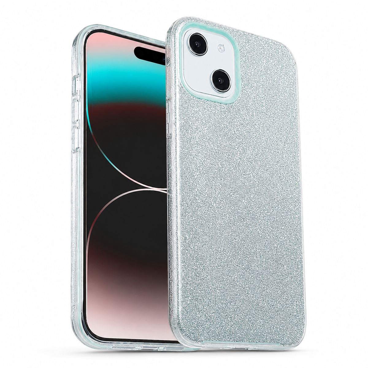 Glitter Hybrid Shockproof Case for Apple iPhone 15 - Teal