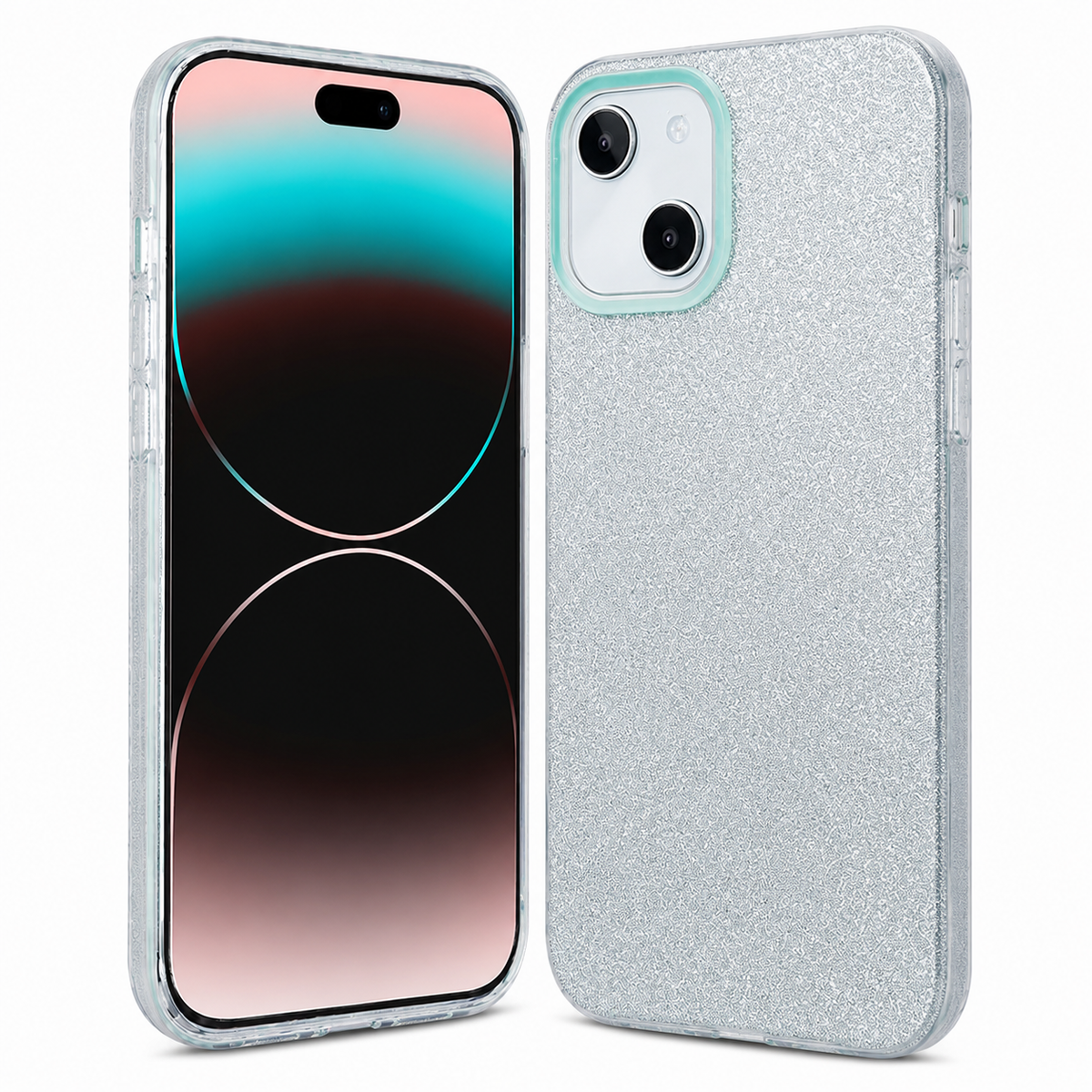 Glitter Hybrid Shockproof Case for Apple iPhone 15 - Teal