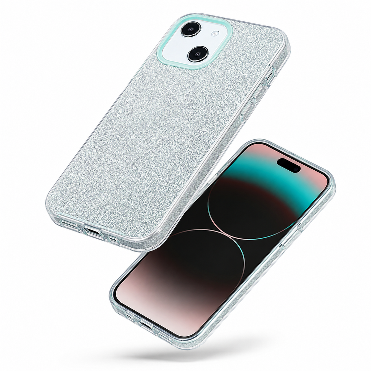 Glitter Hybrid Shockproof Case for Apple iPhone 15 - Teal