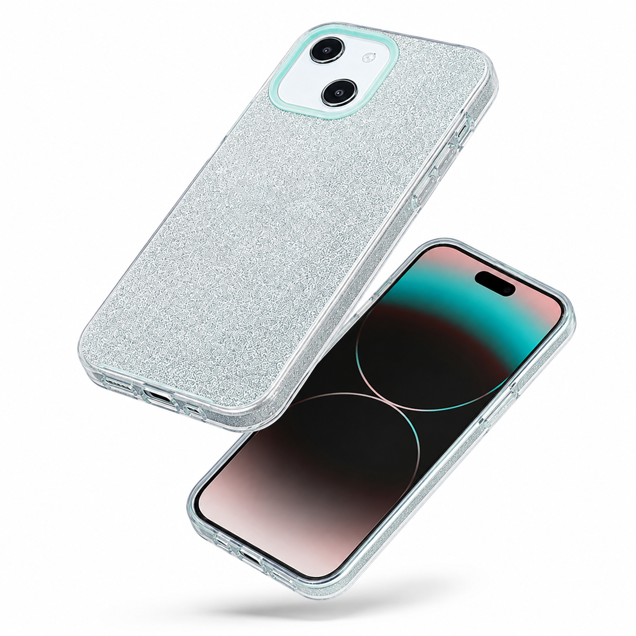 Glitter Hybrid Shockproof Case for Apple iPhone 14 - Teal