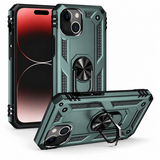 Anti-Drop Matte Hybrid Case for Apple iPhone 15 - Midnight Green
