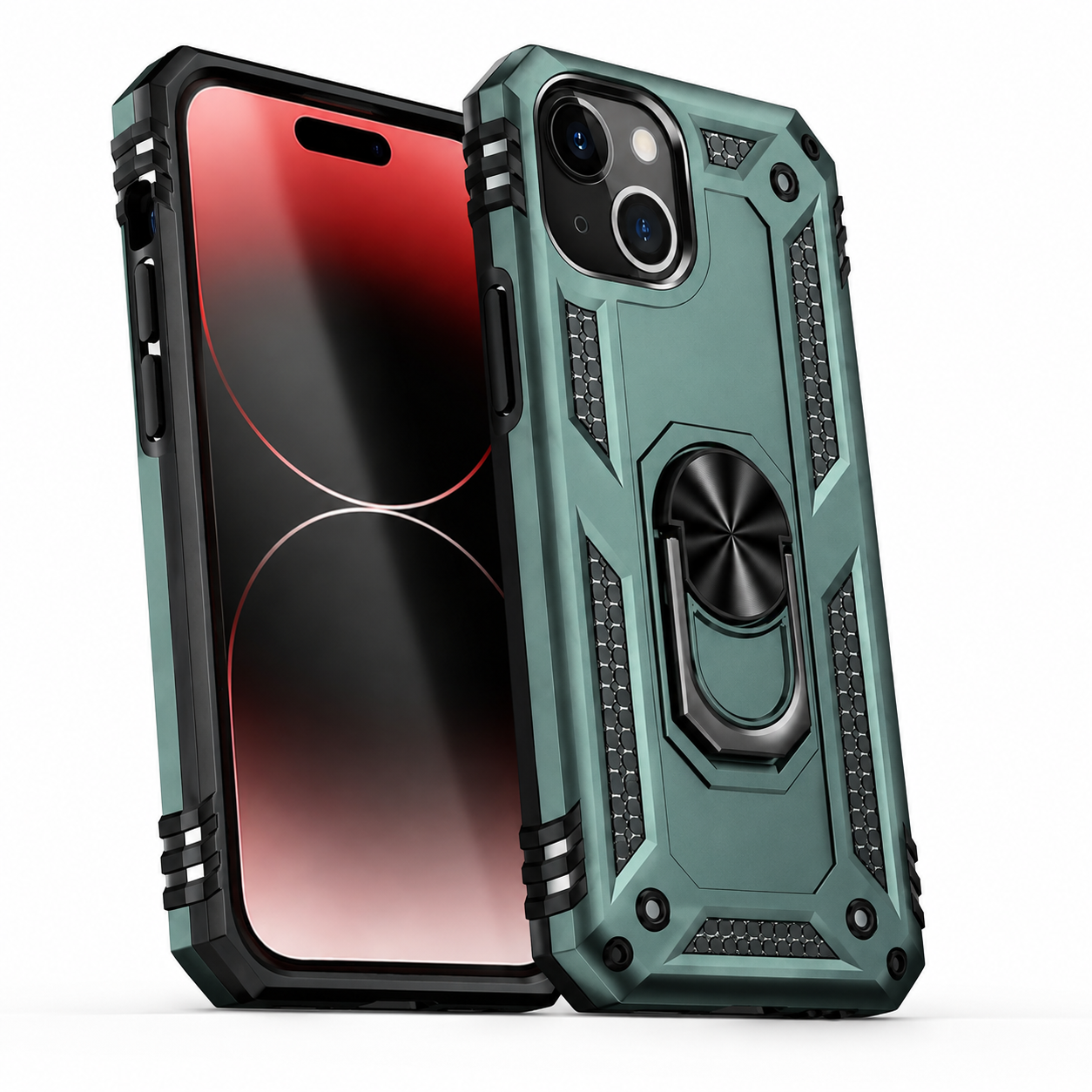 Anti-Drop Matte Hybrid Case for Apple iPhone 13 - Midnight Green