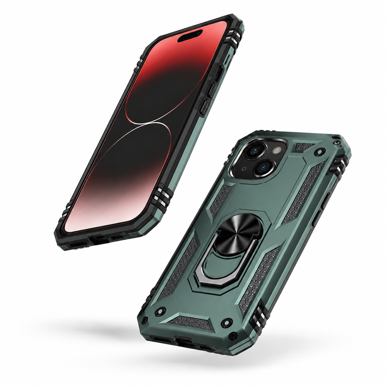 Anti-Drop Matte Hybrid Case for Apple iPhone 14 - Midnight Green