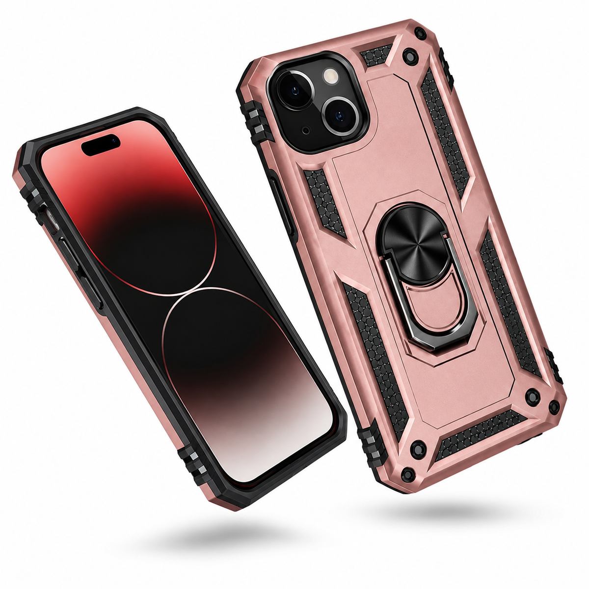 Anti-Drop Matte Hybrid Case for Apple iPhone 15 - Rose Gold