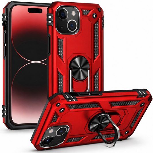 Anti-Drop Matte Hybrid Case for Apple iPhone 15 - Red