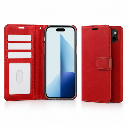 Photo ID Wallet for Apple iPhone 15 - Red