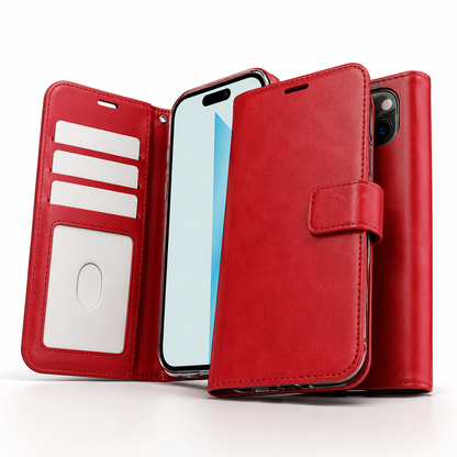 Photo ID Wallet for Apple iPhone 15 - Red