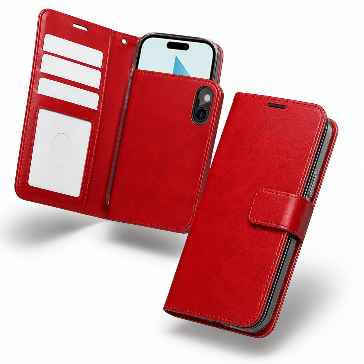 Photo ID Wallet for Apple iPhone 15 - Red