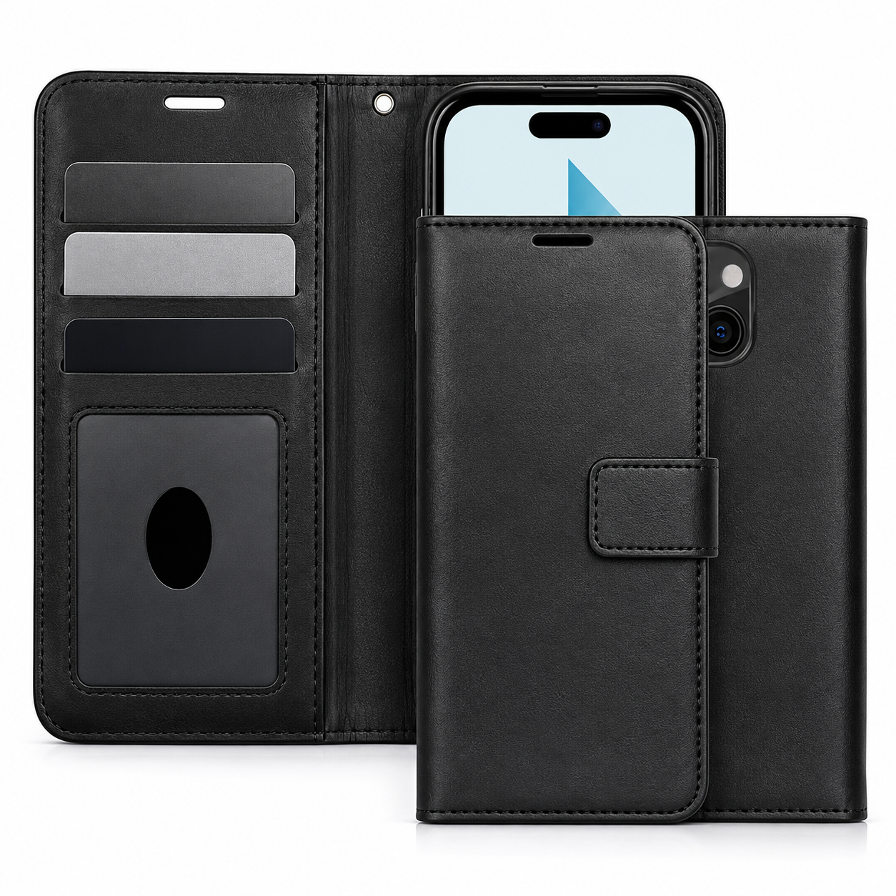 Photo ID Wallet Case for Apple iPhone 15 - Black