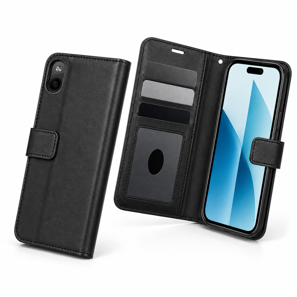Photo ID Wallet Case for Apple iPhone 15 - Black
