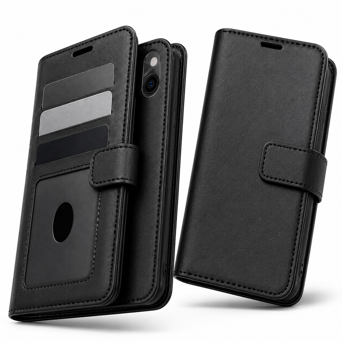 Photo ID Wallet Case for Apple iPhone 15 - Black