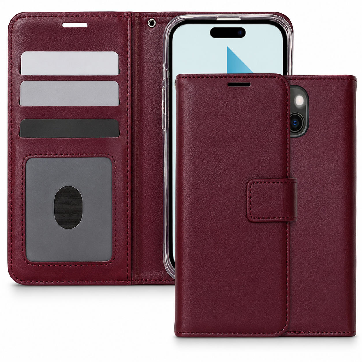 Photo ID Wallet for Apple iPhone 15 - Wine