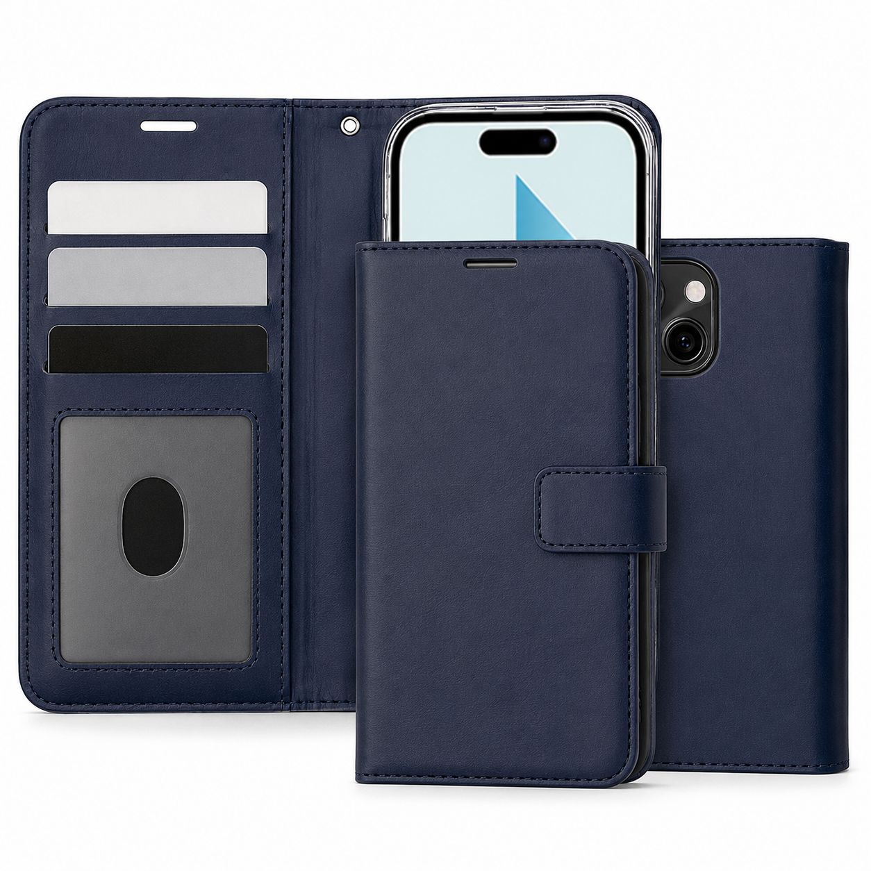 Photo ID Wallet for Apple iPhone 15 - Navy