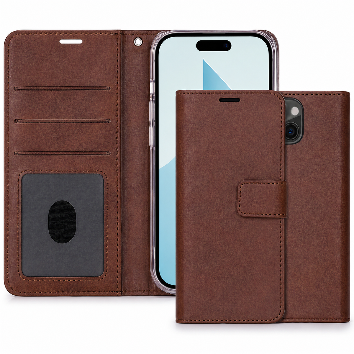 Photo ID Wallet for Apple iPhone 15 - Brown