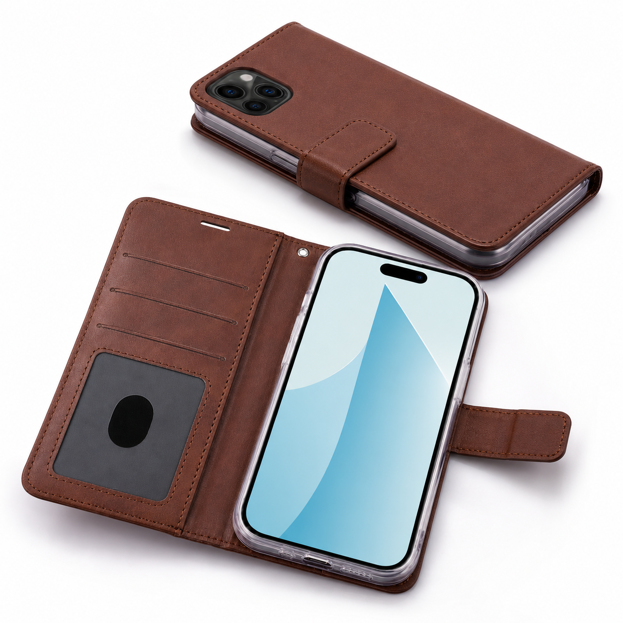 Photo ID Wallet for Apple iPhone 15 - Brown