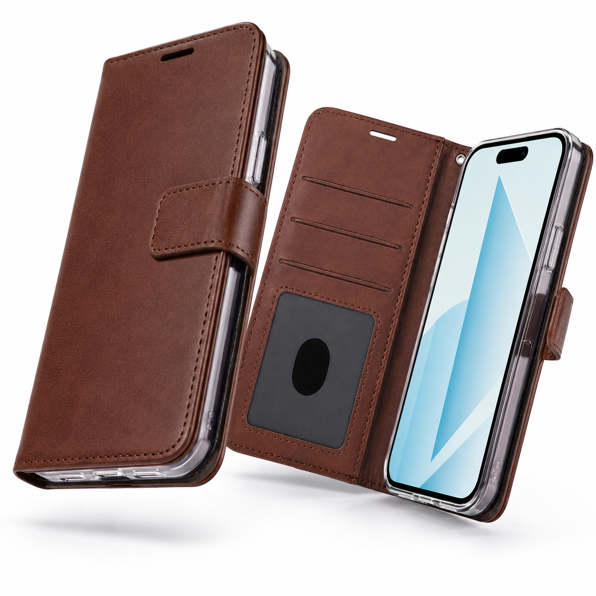 Photo ID Wallet for Apple iPhone 15 - Brown