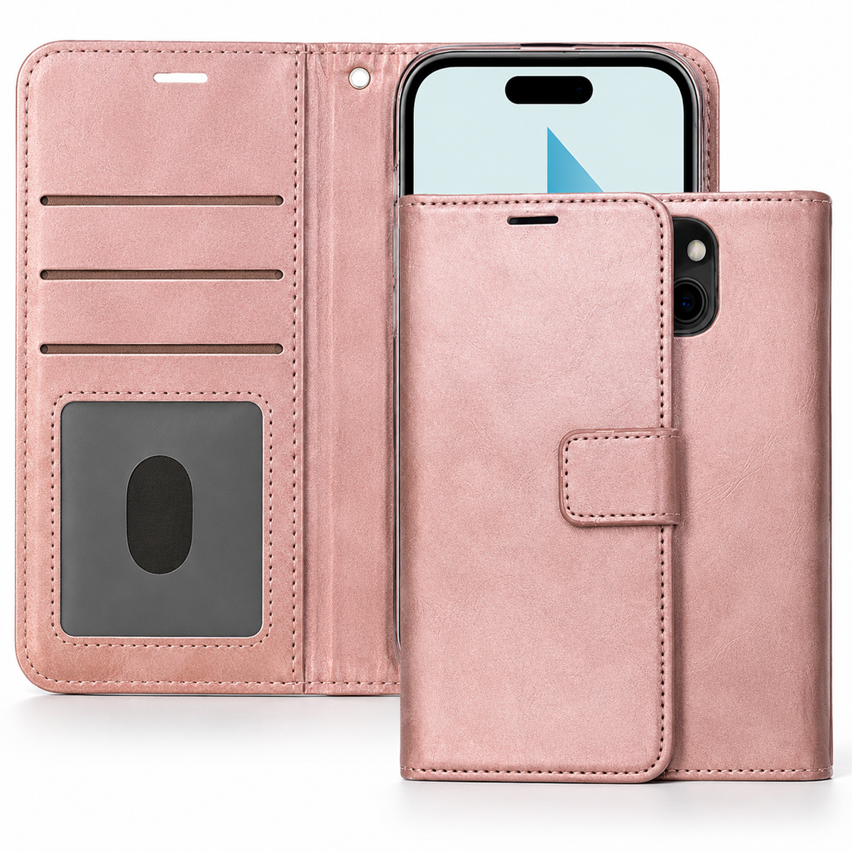 Photo ID Wallet Case for Apple iPhone 15 - Rose Gold