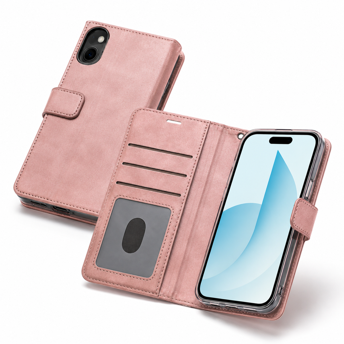 Photo ID Wallet Case for Apple iPhone 15 - Rose Gold