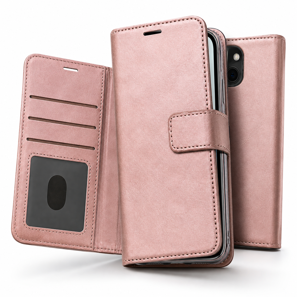 Photo ID Wallet Case for Apple iPhone 15 - Rose Gold