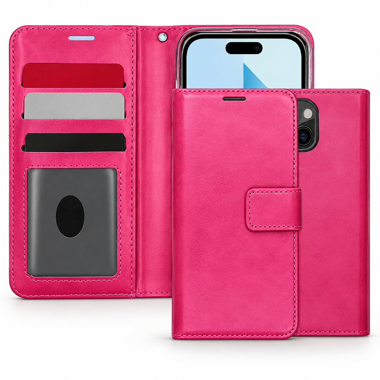 Photo ID Wallet for Apple iPhone 15 - Hot Pink