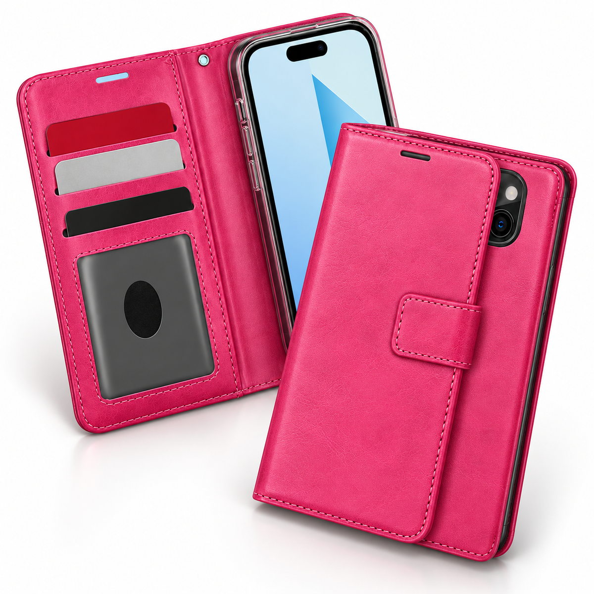 Photo ID Wallet for Apple iPhone 15 - Hot Pink