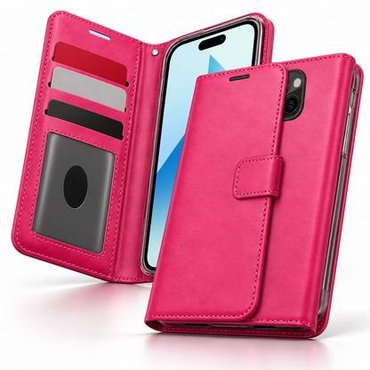 Photo ID Wallet for Apple iPhone 15 - Hot Pink